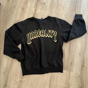 H&M black gold embroidered UNREALITY sweater S